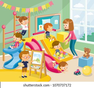 Illustration Children Playing Room Stock Vector (Royalty Free ...