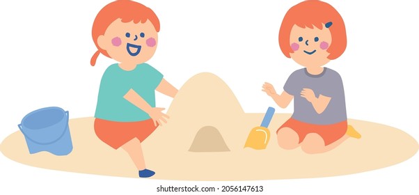 Illustration of children playing in the sand pit