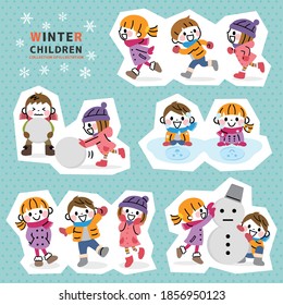 Illustration of children playing in winter.