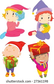 Illustration of children and presents