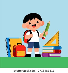 Ilustración de niños que regresan a la escuela
