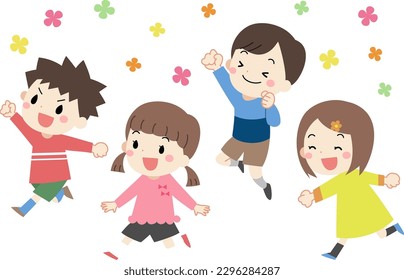 Illustration of children running with a smile