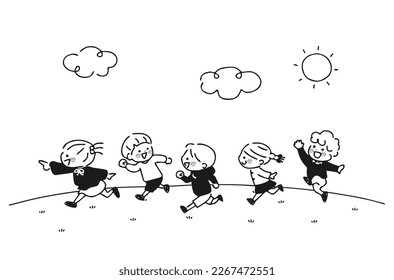 Illustration of children running well.