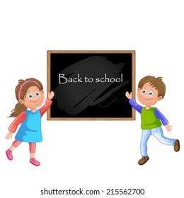 Illustration of children school and blackboard