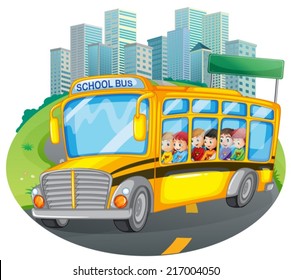 Illustration Children School Bus Stock Vector (Royalty Free) 217004050