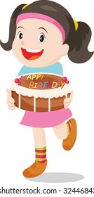 an illustration of a children serving cake