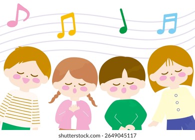 Ilustração de crianças cantando alegremente