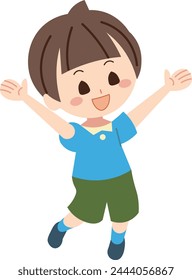 Ilustración de niños sonriendo y saltando