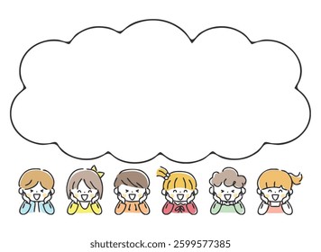 Illustration of children and speech bubbles.