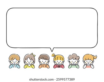 Illustration of children and speech bubbles.