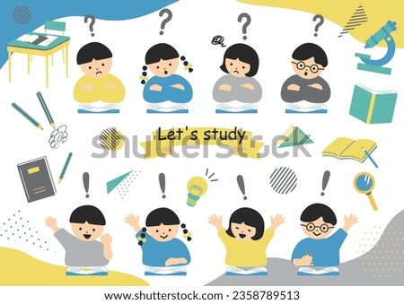 An illustration of children studying
