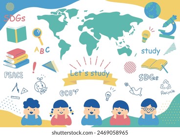 Illustration of children studying environmental issues