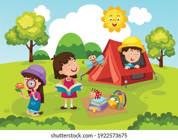 Illustration of children summer camp vector