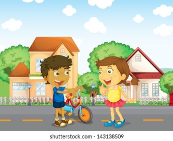 Illustration Of The Children Talking Outside