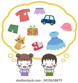 Illustration of children thinking with smiles