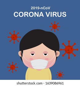 Illustration of children using mask to protect against virus.