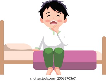 Illustration of Children Waking Up with Soft Morning Light and Cheerful Expressions