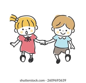 Illustration of children walking cheerfully.