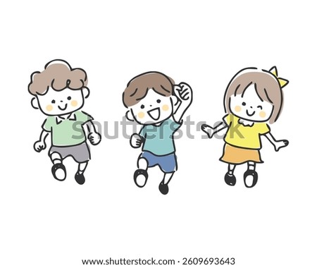 Illustration of children walking cheerfully.
