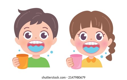 It is an illustration of children who gargle. You can easily edit it with vector data.