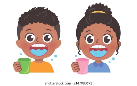 It is an illustration of children who gargle. You can easily edit it with vector data.