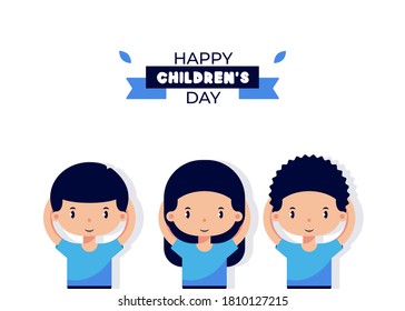 illustration of children's day celebration, flat illustration, white background
