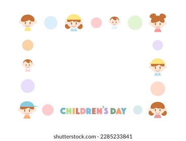 Illustration of Children's day. Smiling children and letters design. Vector illustration. 