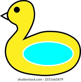 Illustration of a children's duck float icon, a symbol of happiness and safety in every water adventure. Ready to accompany your little one to enjoy summer fun.