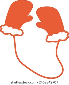 Illustration of children's gloves made of red knit material