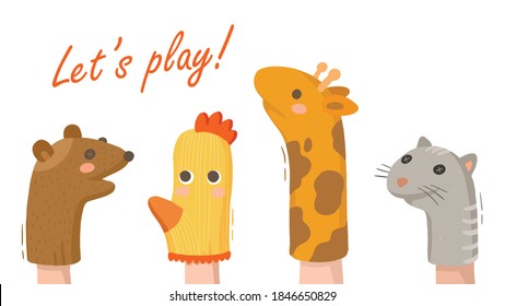 Illustration of children's home puppet finger theater animals from socks