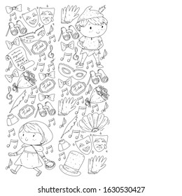 Illustration of a Children's Performing on Stage. Theatre with kids