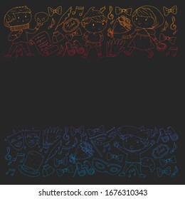 Illustration of a Children's Performing on Stage. Theatre with kids