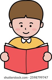 an illustration of a children's student studying book