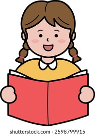an illustration of a children's student studying books