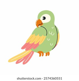 Illustration in children's style. Cute parrot. Flat vector illustration.