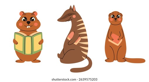 Illustration in children's style. Set of cute animals. Mouse, rodents. Flat vector illustration.