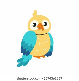 Illustration in children's style. Tropical colorful parrot. Flat vector illustration.