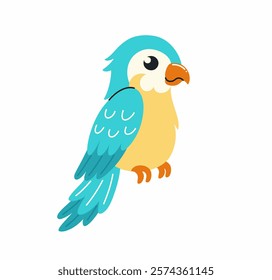 Illustration in children's style. Tropical parrot. Flat vector illustration.