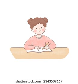Illustration of children's vectors studying at a desk