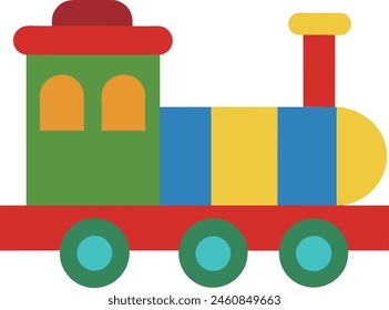 Illustration of child's toy train on a white background, vector illustration