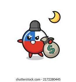 Illustration of chile flag badge cartoon is stolen the money , cute style design for t shirt, sticker, logo element