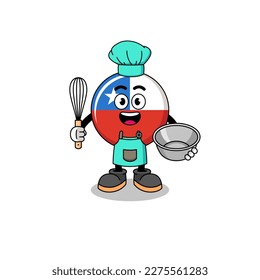 Ilustración de la bandera chile quemando un malvavisco, diseño de carácter