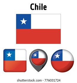 Illustration Chile flag, and several icons. Ideal for catalogs of institutional materials and geography