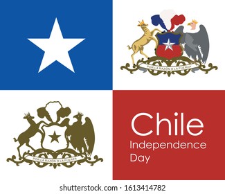 Illustration Of Chile National Day. independence day. Banner Or Poster. With National Flag Color Theme Background. Symbol republic of Chile. Vector Illustration.