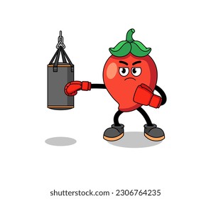 Illustration of chili pepper boxer , character design