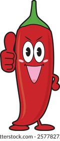 Illustration of a chili pepper character giving a thumbs up