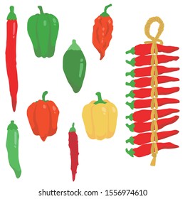 Illustration of chili peppers in the world