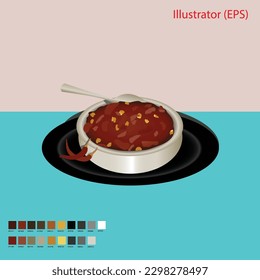 Illustration Chili Soup Vector Logo and Icon to Product Food