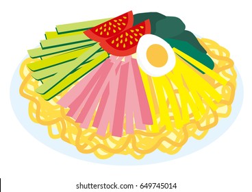 It is an illustration of chilled Chinese noodle