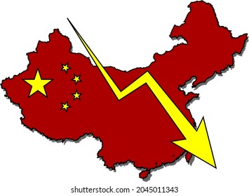 ¨Vector illustration of China country with an arrow showing the Chinese financial crisis with global importance